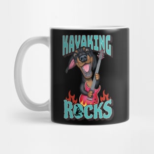 Fun Kayaking Rocks doxie dog on a dachshund rocks tee Mug